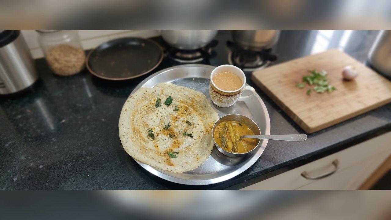 Quick Dosa with Sambhar Masala Topping
