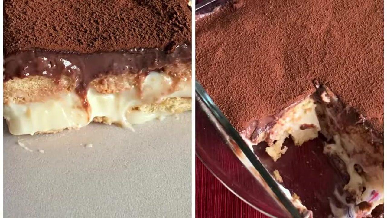 Layered Milk Pudding Dessert with Biscuits