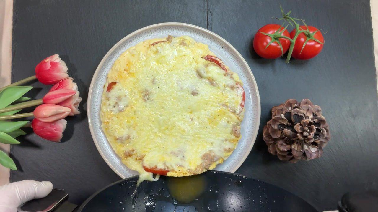 Fish Omelette with Tomatoes and Cheese