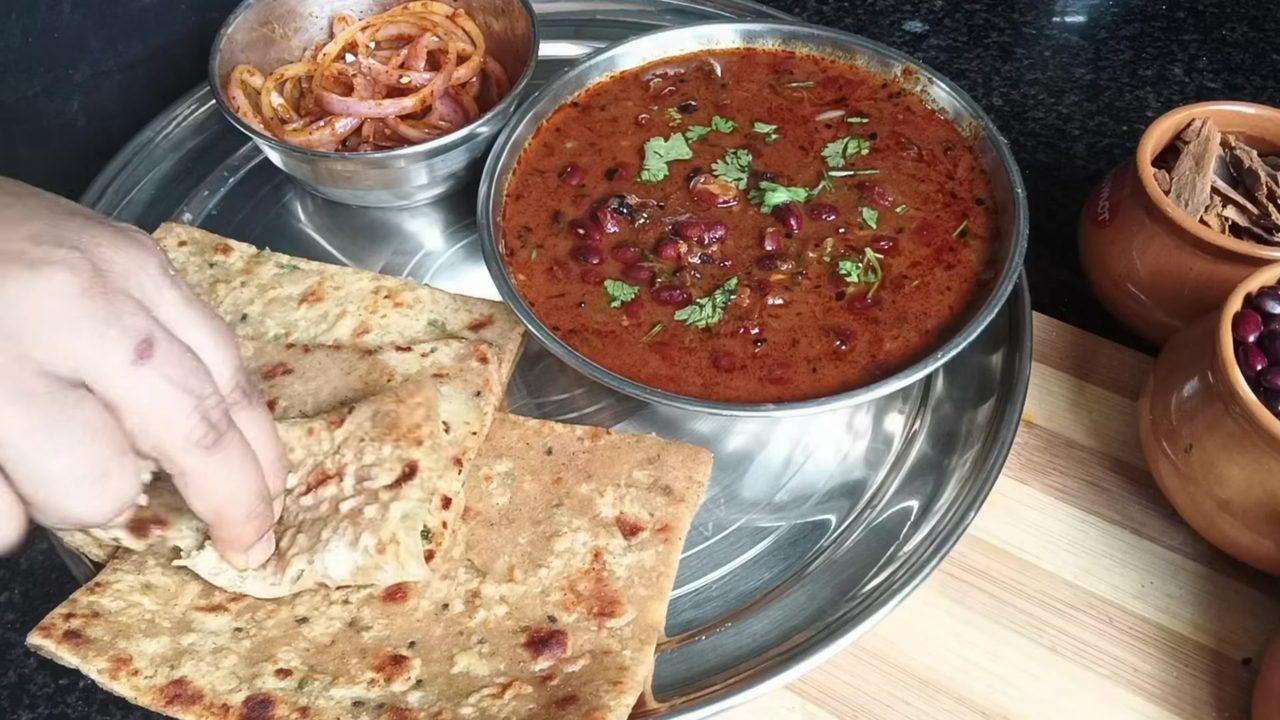 Rajma with Reshmi Paratha and Achari Pyaaz - Single Boiling Method