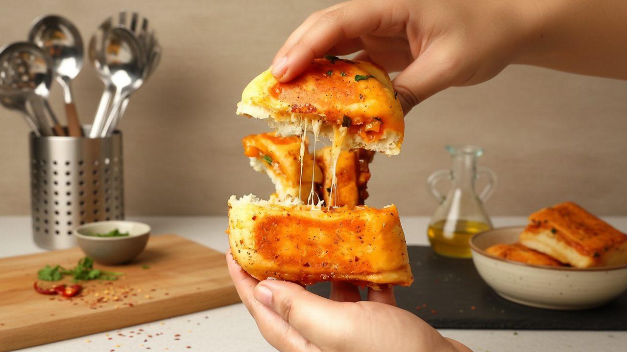 Cheesy Stovetop Garlic Bread - Indian Style