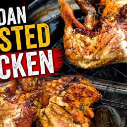 Roasted Chicken and Smoked Matooke on a Charcoal Stove