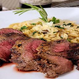 Smoked Elk Tenderloin with Wild Mushroom Risotto