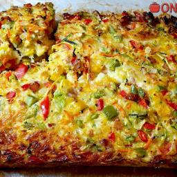 Rainbow Vegetable Egg and Bacon Slice – One Pot Chef Style