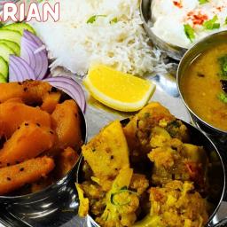 Simple Indian Vegetarian Meal: Dal, Cauliflower Curry & Stir-fried Pumpkin