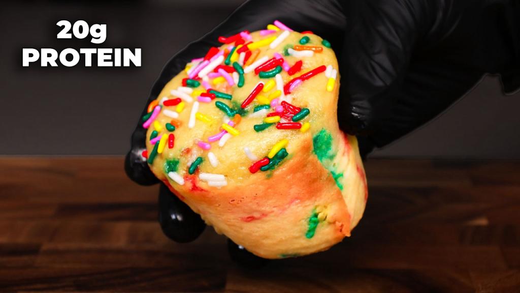 Jumbo Birthday Cake Muffins – High Protein