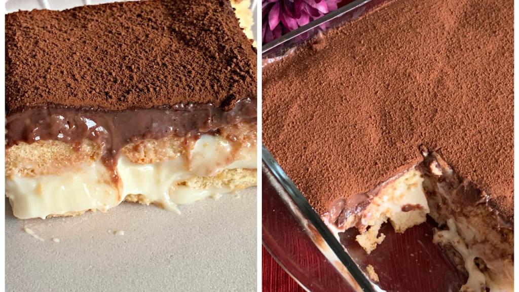 Layered Milk Pudding Dessert with Biscuits
