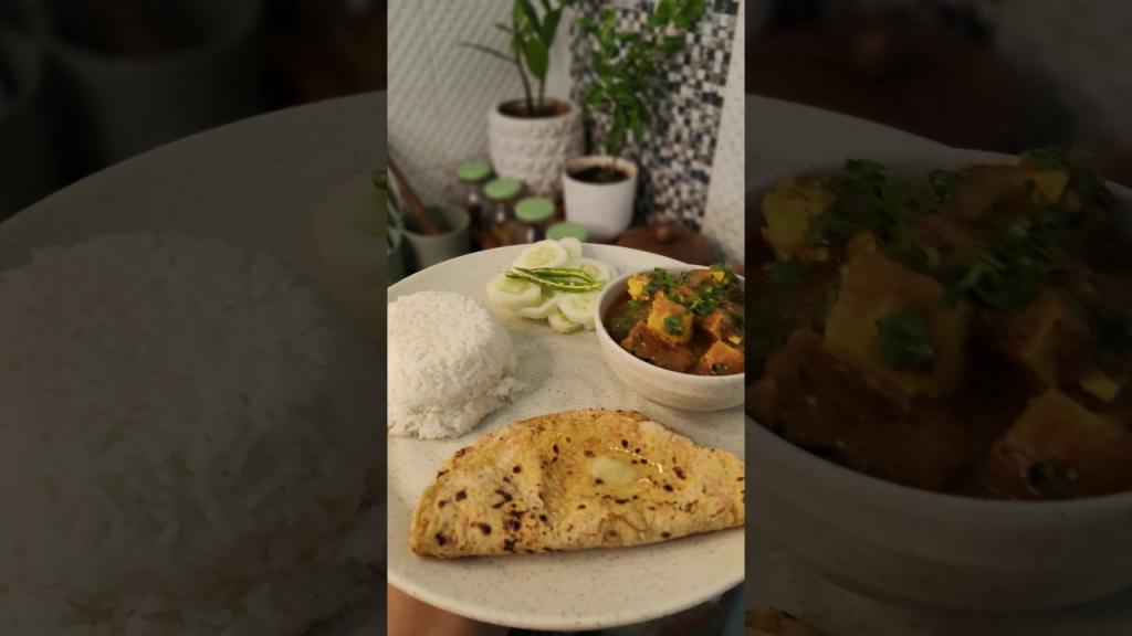 Masala Paneer with Gajar Roti, Rice & Salad
