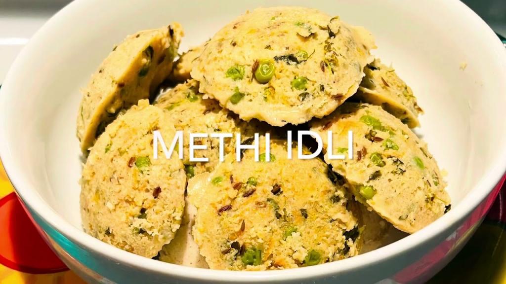 Methi Idli with Coconut Raita