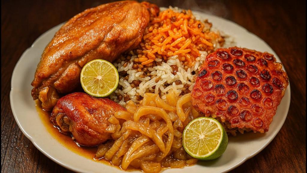 Mung Bean Rice with Chicken and Tahdig