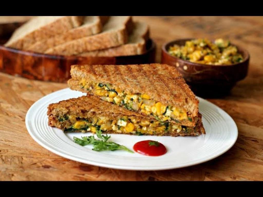 Sweet Corn Paneer Sandwich – Indian Style