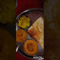 Crispy Dosa with Potato Curry and Chutneys