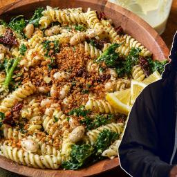 Roasted Garlic & Lemon White Bean Caesar Pasta Salad